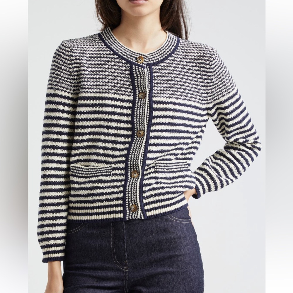 Frame Denim Striped Cardigan Sweater Size S